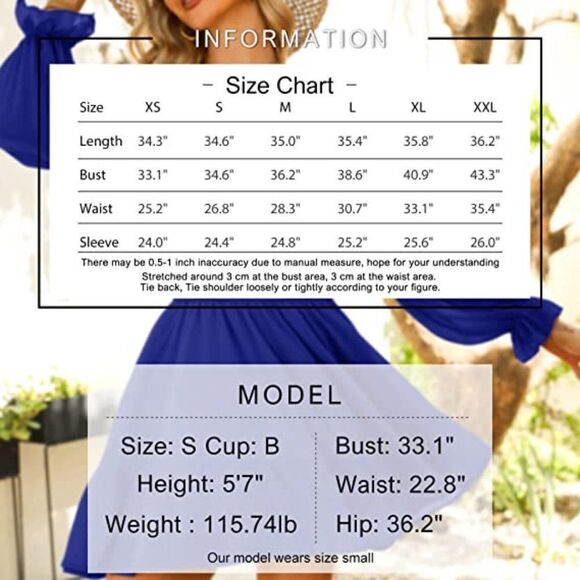 Summer Dresses Long Lantern Sleeve Square Neck Ruffle Elastic Waist Aline Casual - Picture 6 of 6